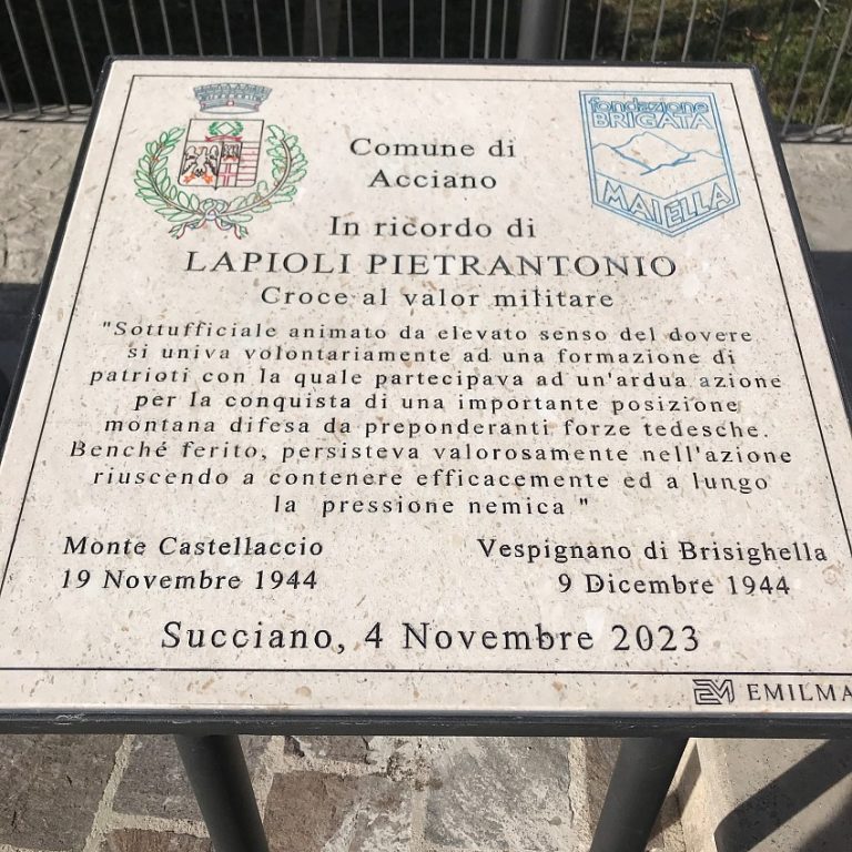A Succiano (Aq) una lapide in memoria di Pierantonio Lapioli